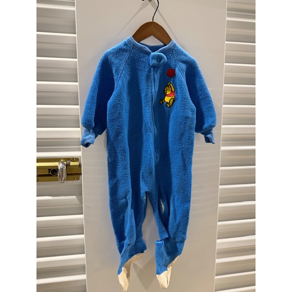 Disney Other - Vintage Winnie the Pooh Blue Fleece Footed Sleeper Pajamas 3T Talon Zip Disney